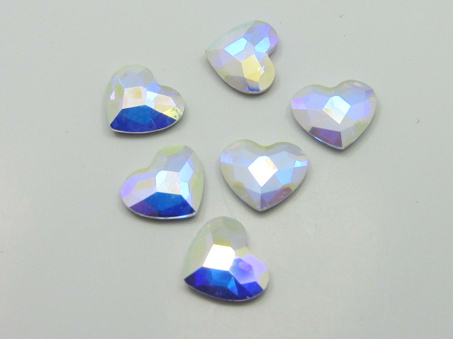 12 pcs. HEART 3.6mm CRYSTAL AB FLATBACK European Rhinestones